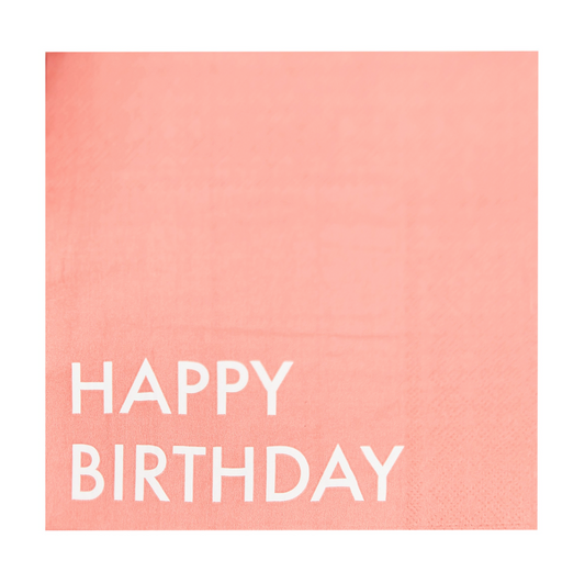 Brights Coral Happy Birthday Paper Napkins