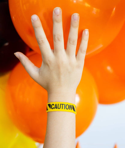 Caution Construction Party Favor Silicone Bracelets - 6pk