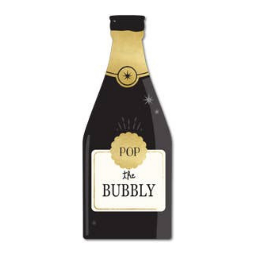 Happy New Year Bubbly Champagne Shaped Paper Napkins - 18pk