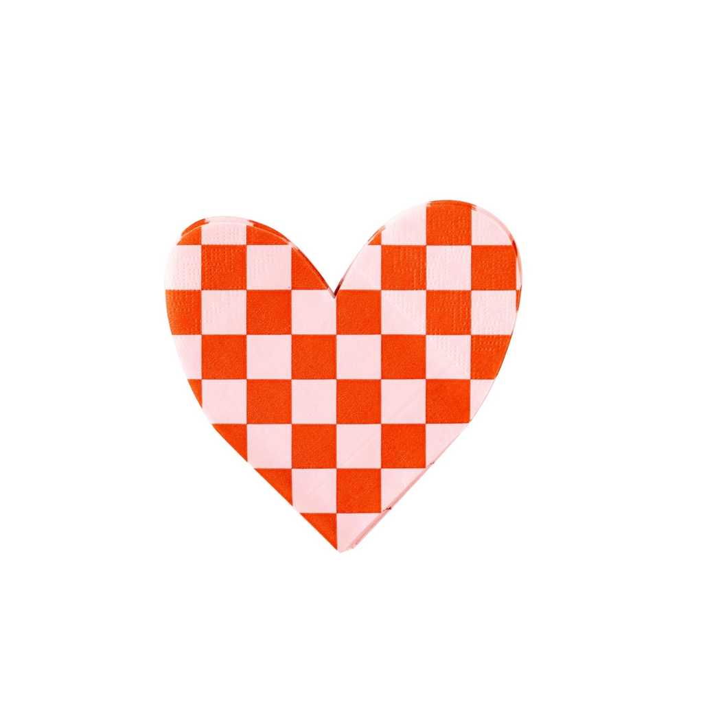 Checkered Heart Paper Napkins
