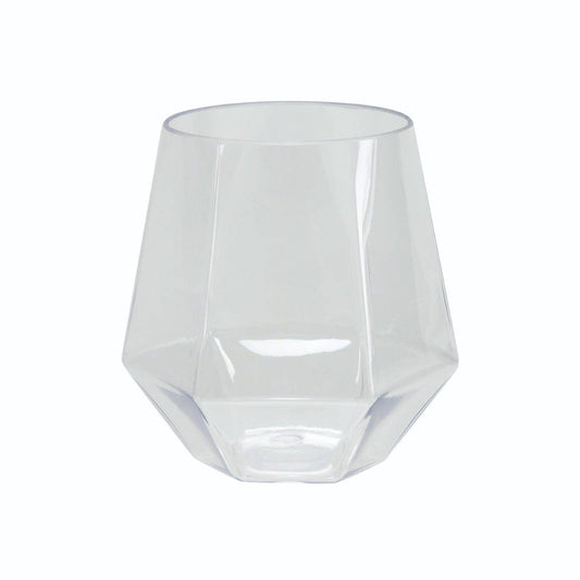 Clear Hexagon 12 Oz. Stemless Plastic Cups - 6pk