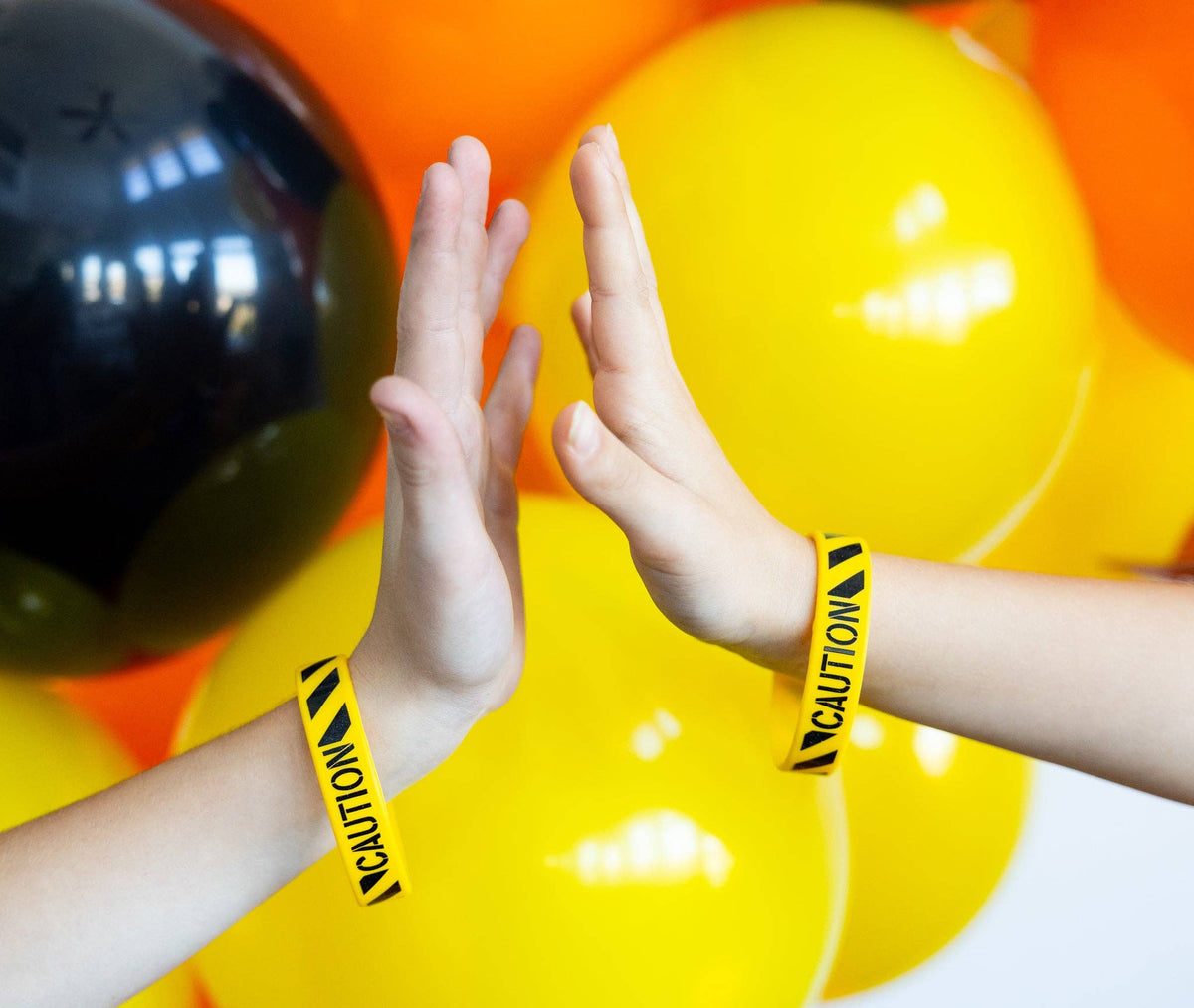 Caution Construction Party Favor Silicone Bracelets - 6pk
