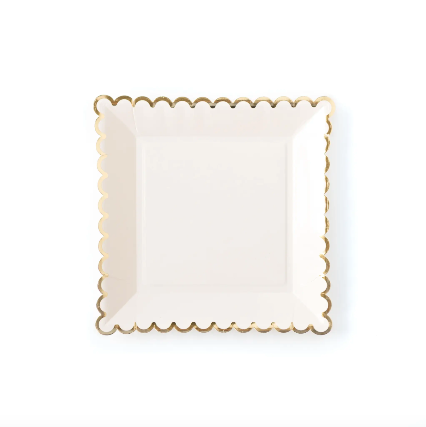 Cream Square Scalloped 9" Party Plates - 8pk