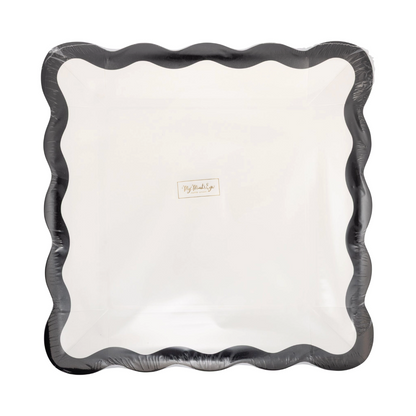 Cream and Black Ric Rac Paper Plates - 8pk