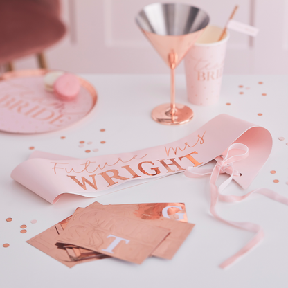 Personalizable Rose Gold 'Future Mrs' Bachelorette Sash