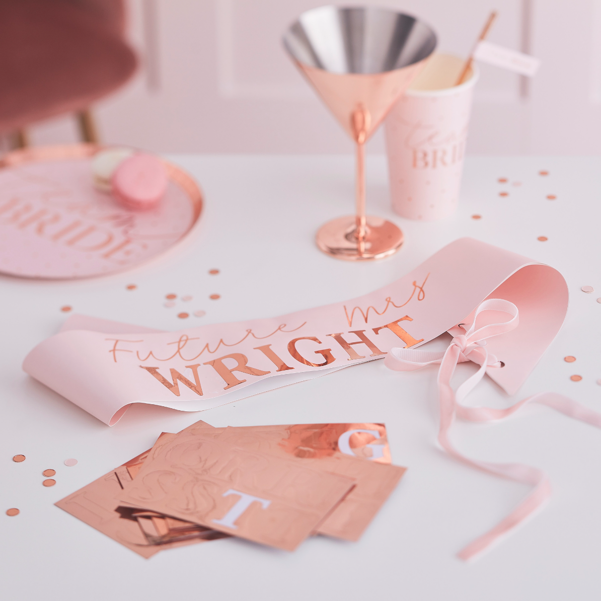 Personalizable Rose Gold Bride To Be Bachelorette Sash