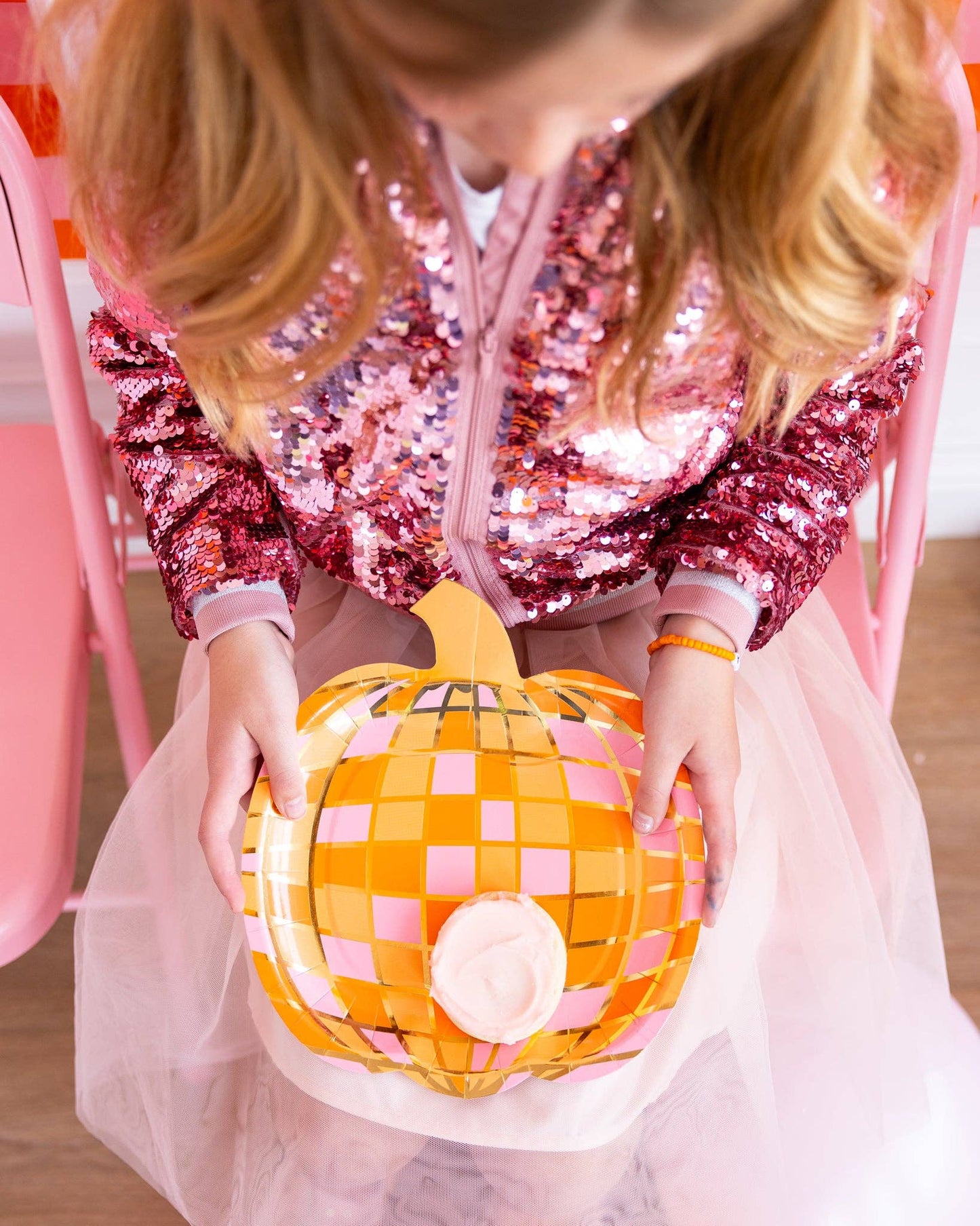 Disco Pumpkin Shaped Paper Plates - 8pk
