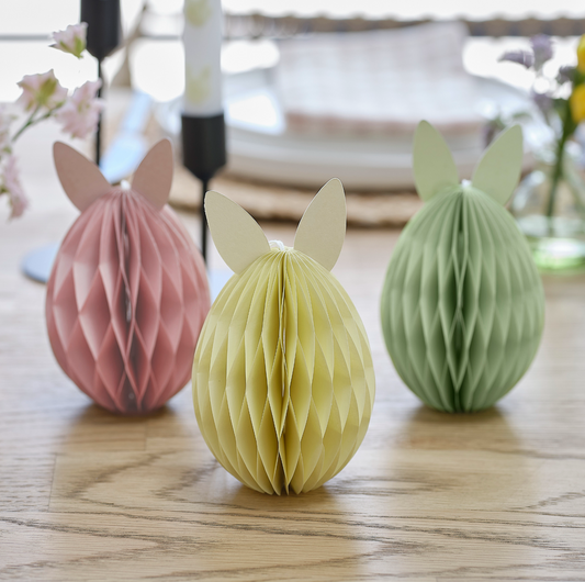 Easter Egg Honeycomb Decorations - Set of 3