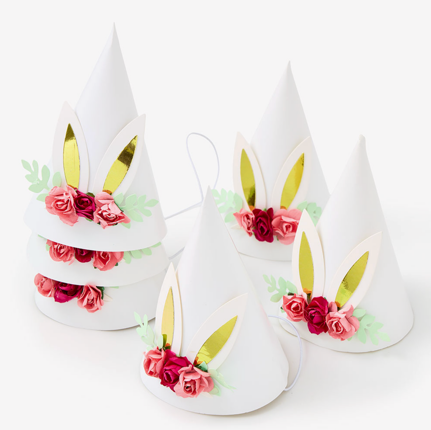 Floral Bunny Mini Party Hats - 6pk