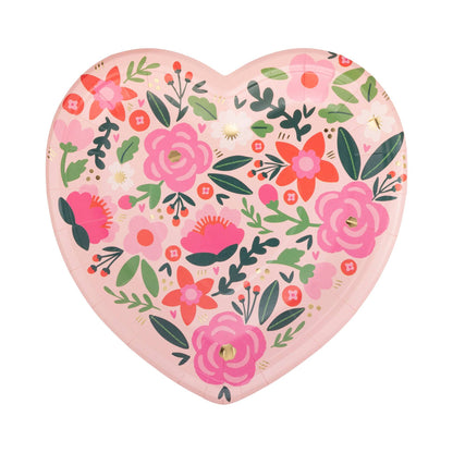 Floral Heart Shaped Paper Plates - 8pk