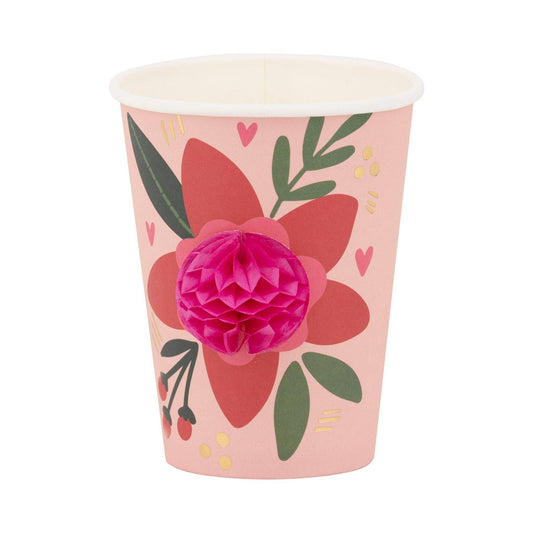 Floral Honeycomb 12oz Paper Cups - 8pk