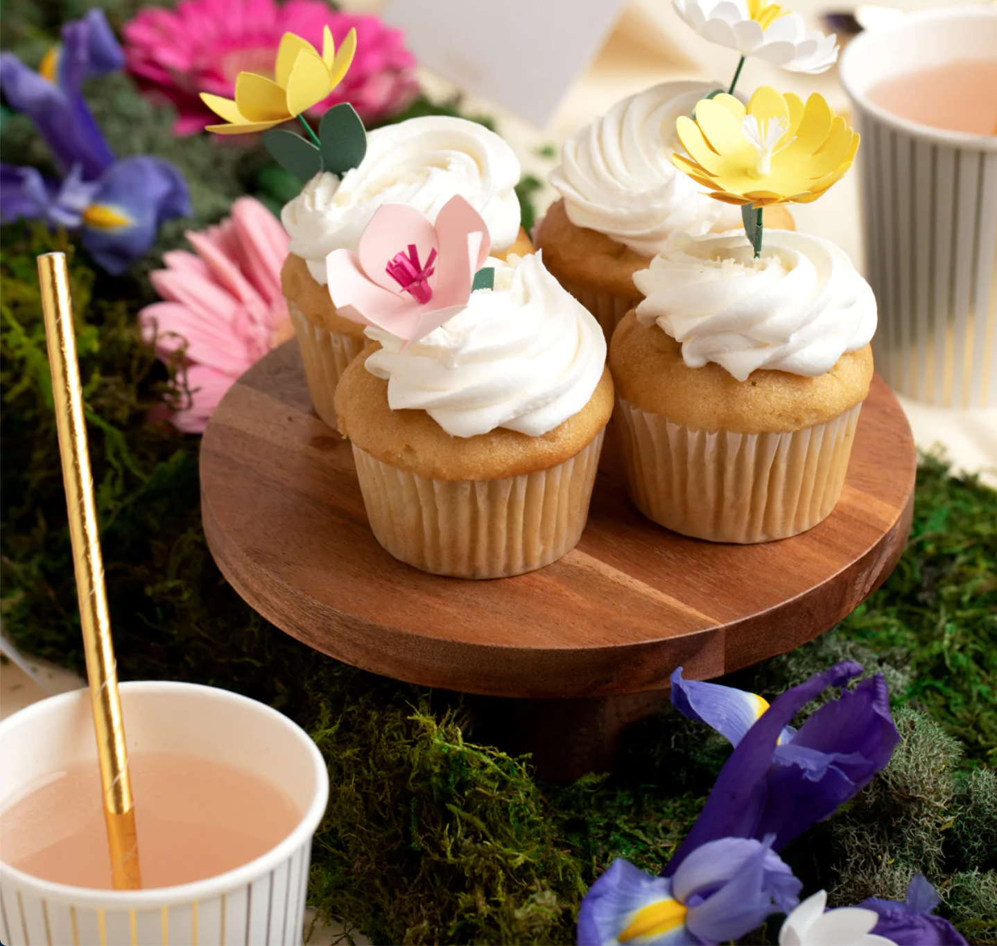 In Full Bloom Garden Party Assorted Flower Cake / Cupcake Toppers - 10pk