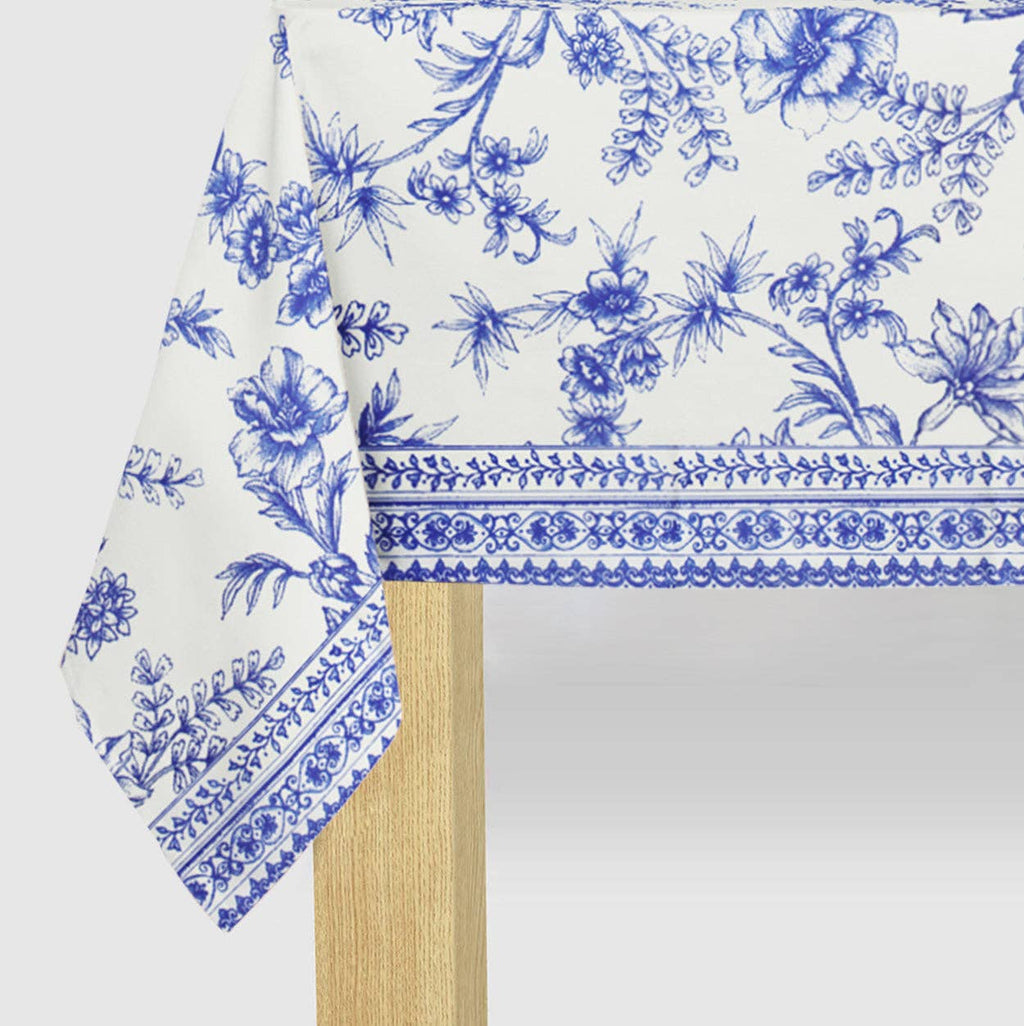 French Toile Blue Paper Tablecloth