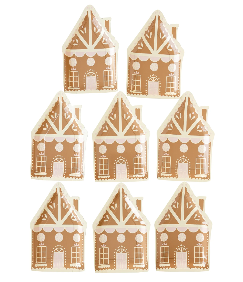 Gingerbread House Shaped Paper Plates - 8pk