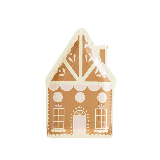 Gingerbread House Shaped Paper Plates - 8pk