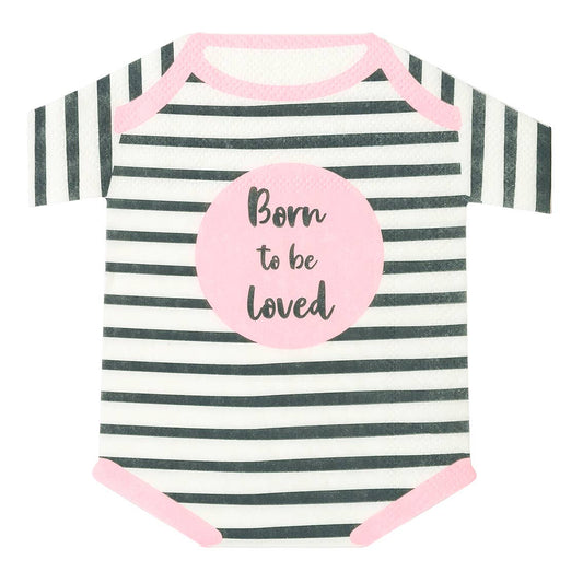 'Born To Be Loved' Pink Baby Shower Onesie Napkins - 16pk