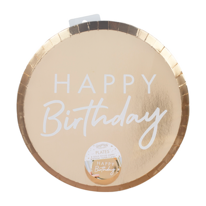 Gold Foiled Large Happy Birthday Plates