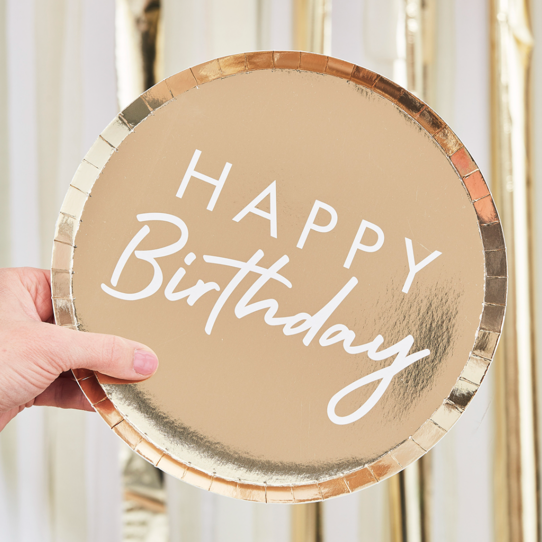 Gold Foiled Large Happy Birthday Plates