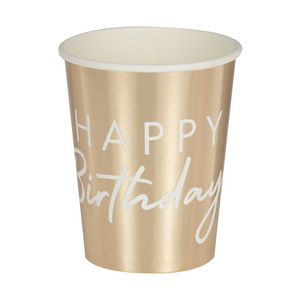 Gold Happy Birthday Party Cups