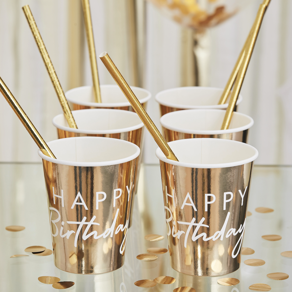 Gold Happy Birthday Party Cups