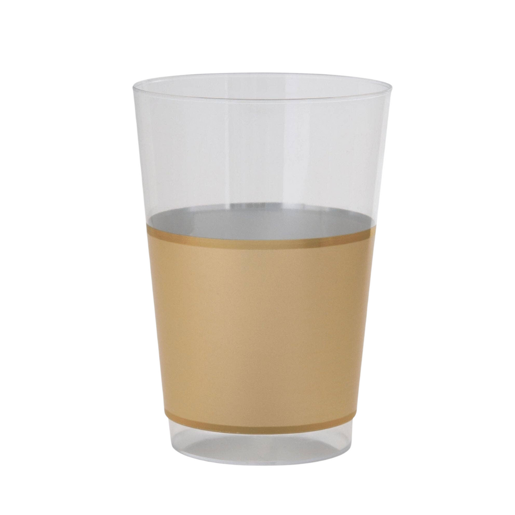 Round Gold Band 12 Oz Plastic Cups | 10 Cups
