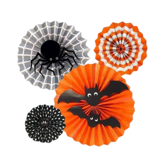 Halloween Accordion Paper Party Fans - 4pk