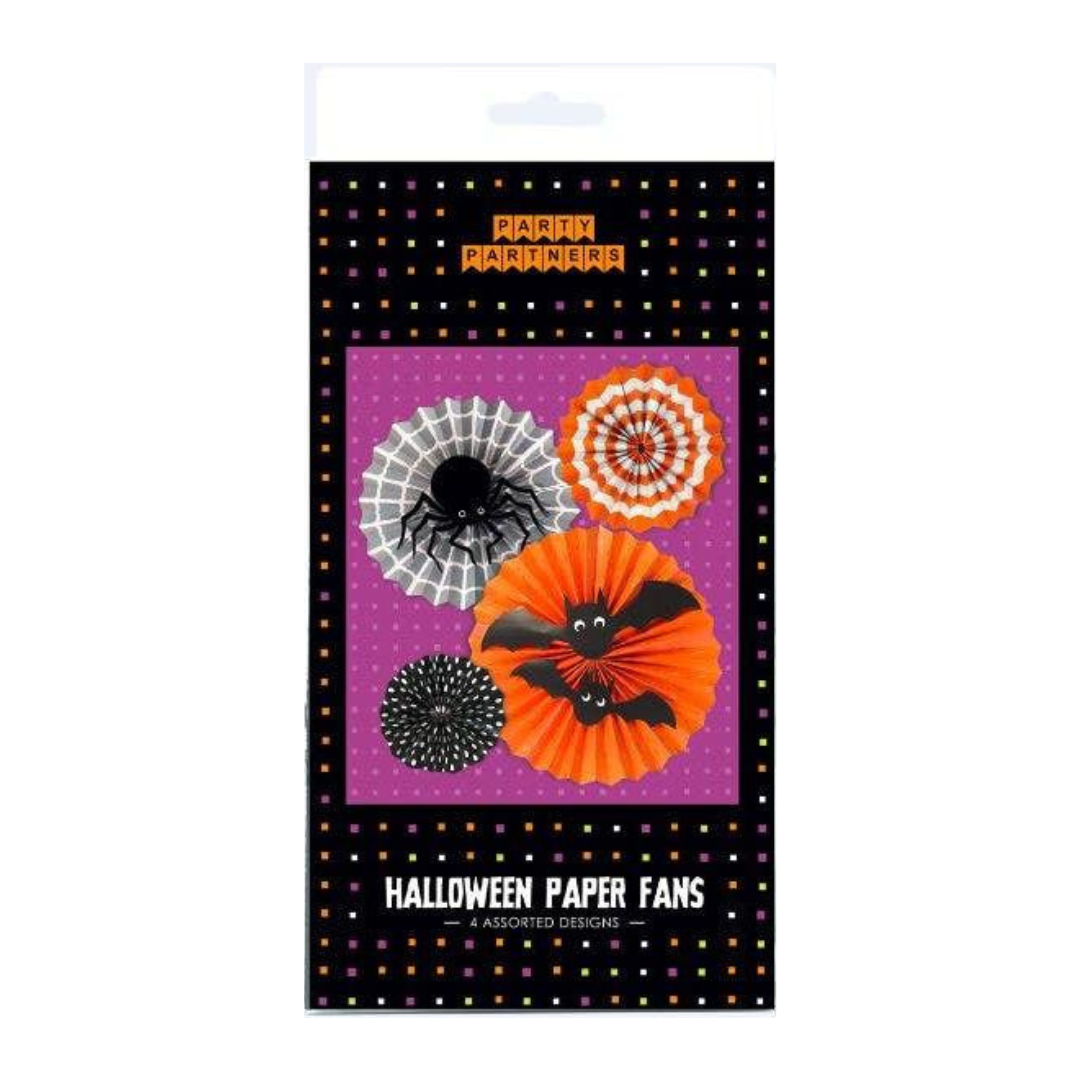 Halloween Accordion Paper Party Fans - 4pk