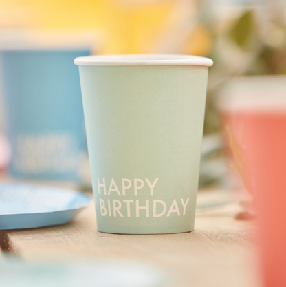 Brights Assorted Happy Birthday Paper Cups