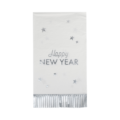 Happy New Year Fringed Dinner Napkins - 24pk