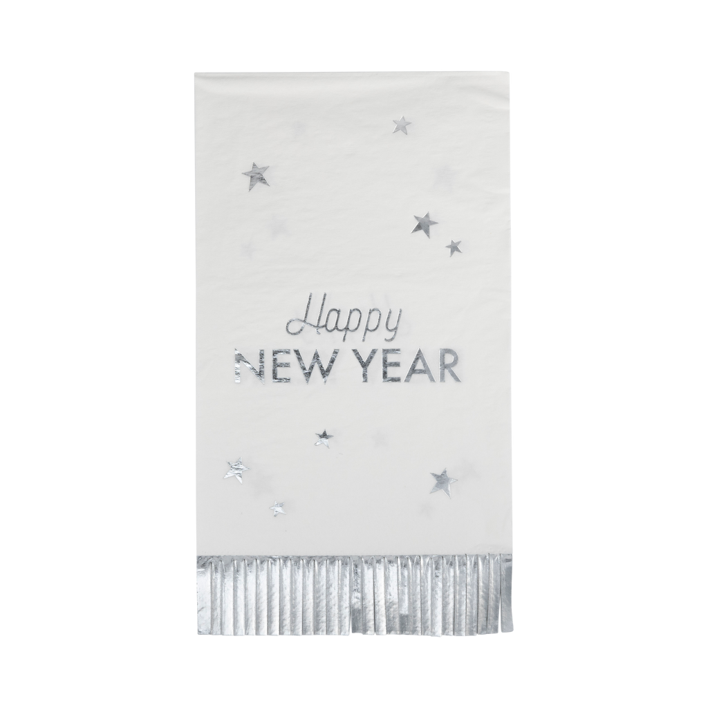 Happy New Year Fringed Dinner Napkins - 24pk