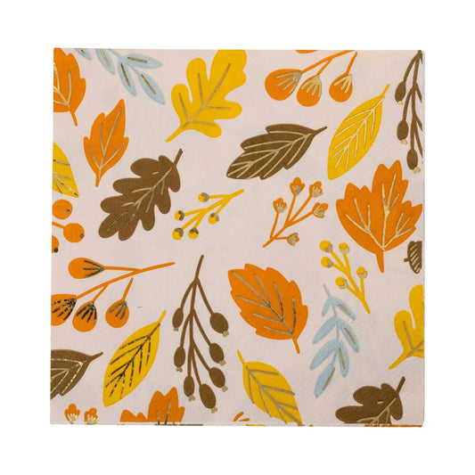 Harvest Leaves Foiled Cocktail Napkins - 18pk