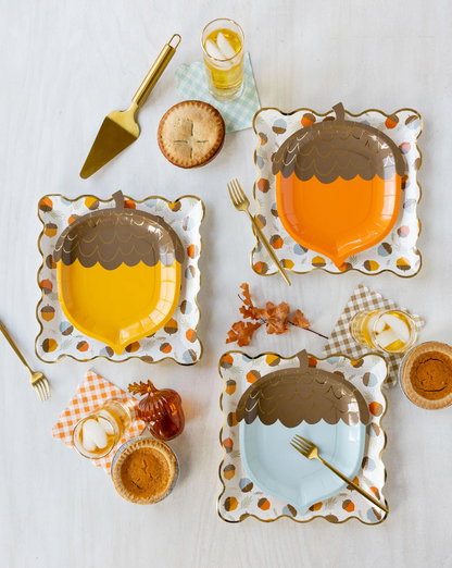 Harvest Acorn Shaped Assorted Paper Plates - 9pk