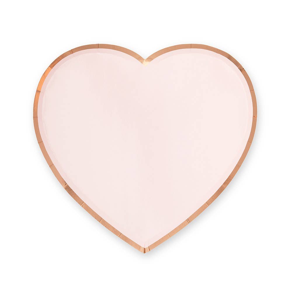 Heart Shaped Large Pink Paper Party Plates - 8pk