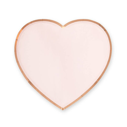 Heart Shaped Large Pink Paper Party Plates - 8pk