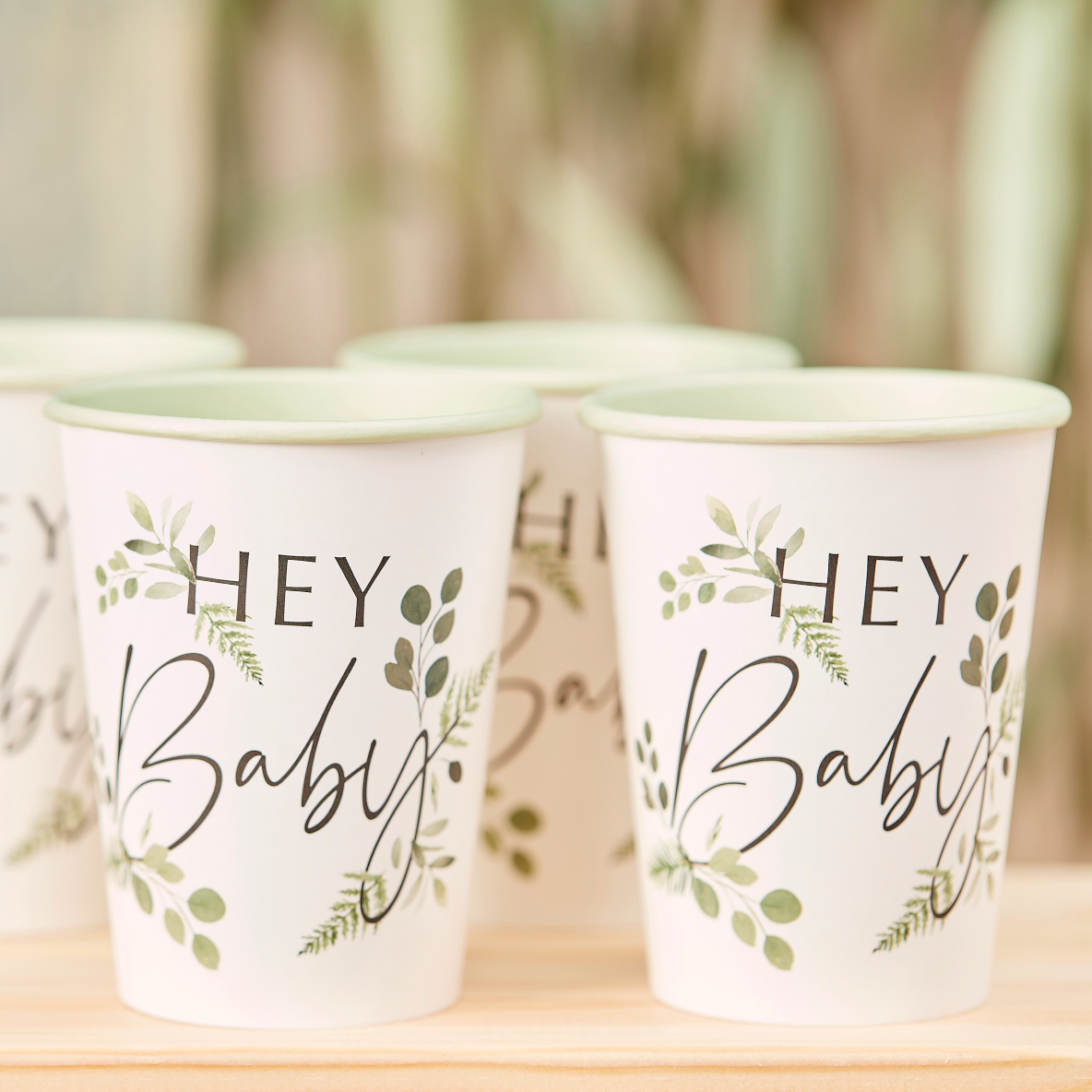 Botanical Hey Baby Shower Cups