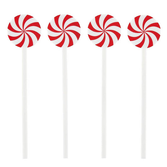 Holiday Peppermint Acrylic Drink Stir Sticks - 4pk