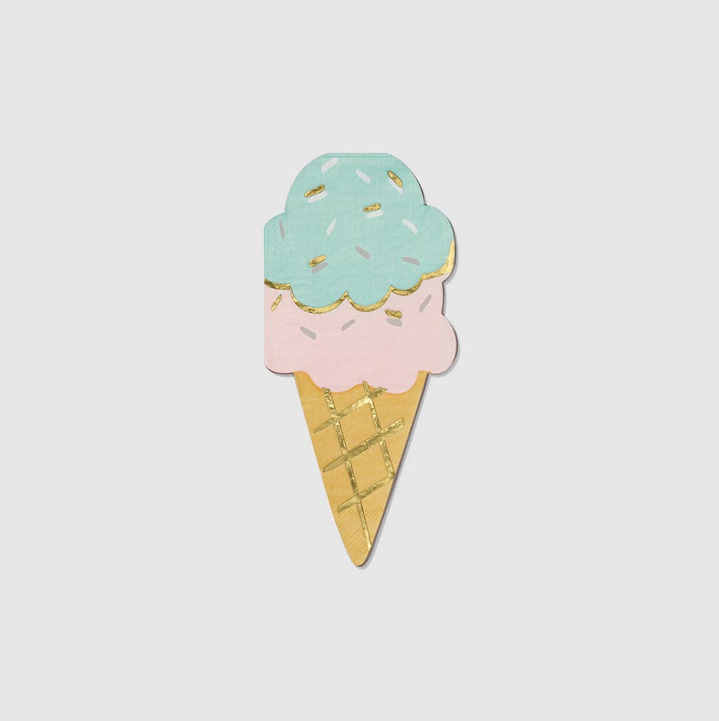 Ice Cream Cone Shaped Party Napkins - 25pk