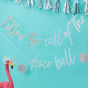 Follow The Call Of The Disco Ball Iridescent Party Banner