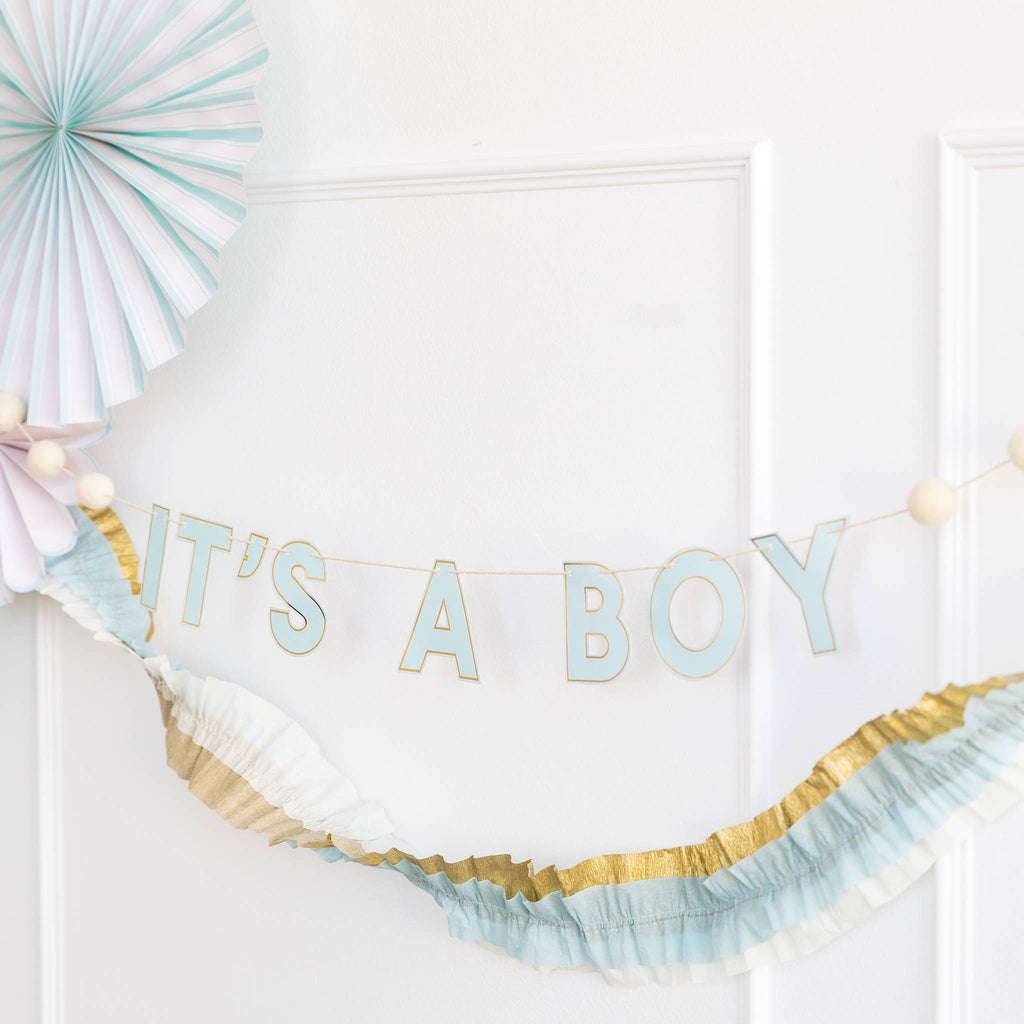 Baby Shower Blue 'IT'S A BOY' Banner