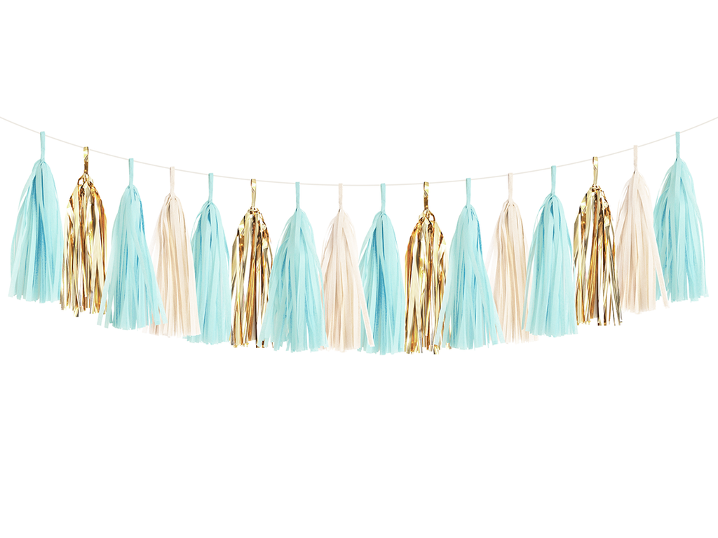 Light Blue & Gold Tassel Garland Kit