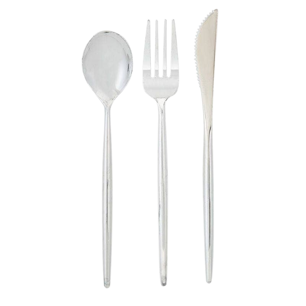 Matrix Silver Plastic Cutlery Set | 30 Pieces