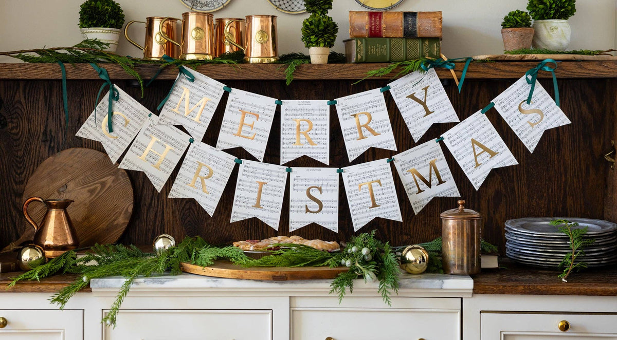 Merry Christmas Sheet Music Paper Banner Set