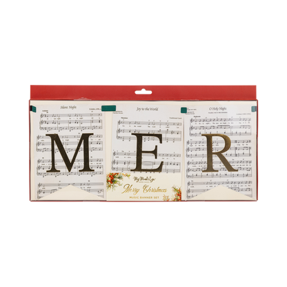 Merry Christmas Sheet Music Paper Banner Set