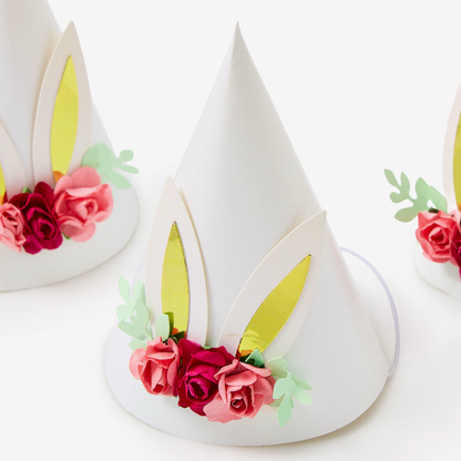 Floral Bunny Mini Party Hats - 6pk