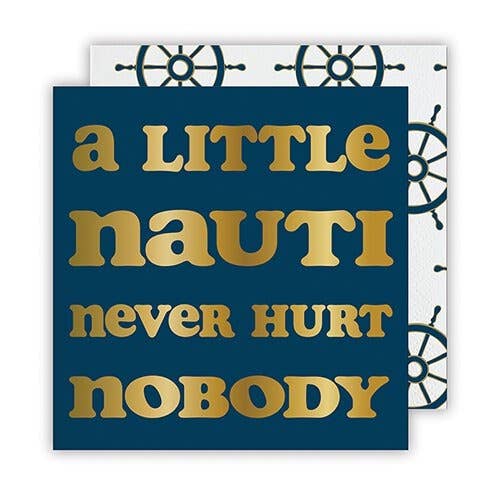 'A Little Nauti Never Hurt Nobody' Nautical Beverage Napkins - 20pk