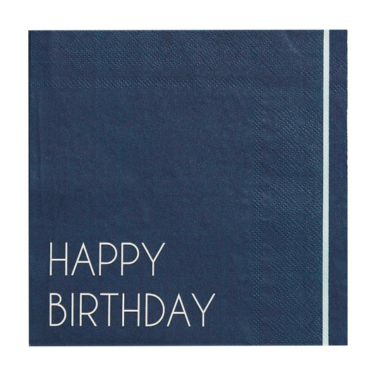 Navy Happy Birthday Large Paper Napkins