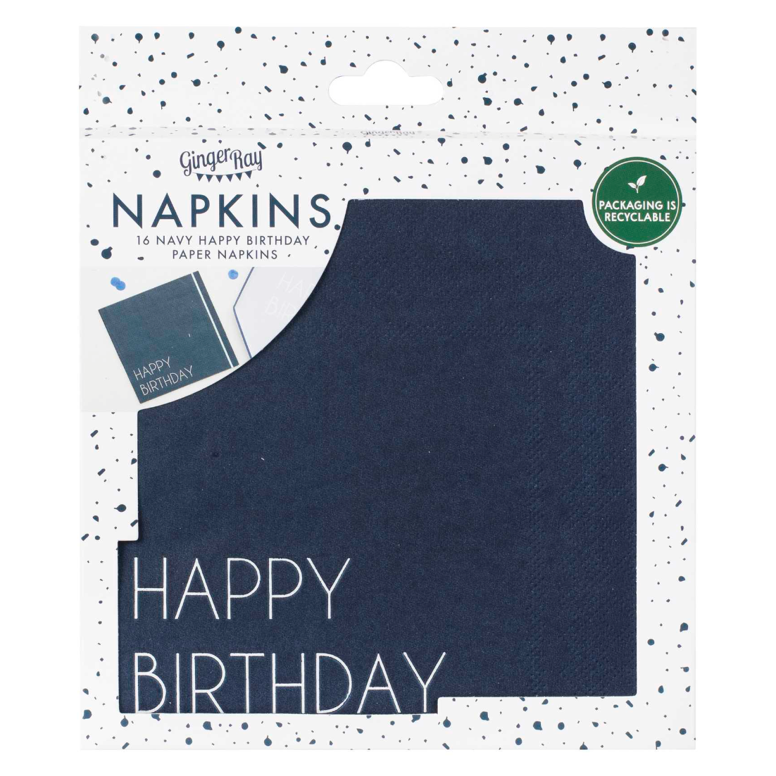 Navy Happy Birthday Large Paper Napkins
