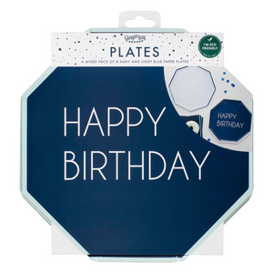 Navy & Blue Happy Birthday Assorted Paper Plates