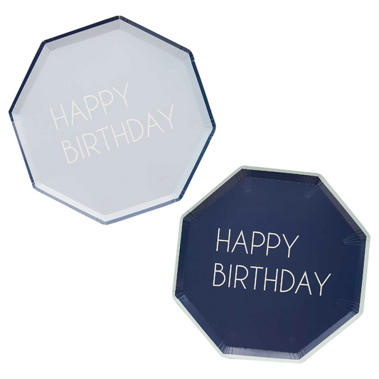 Navy & Blue Happy Birthday Assorted Paper Plates