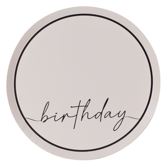 Nude and Black Birthday Paper Party Plates